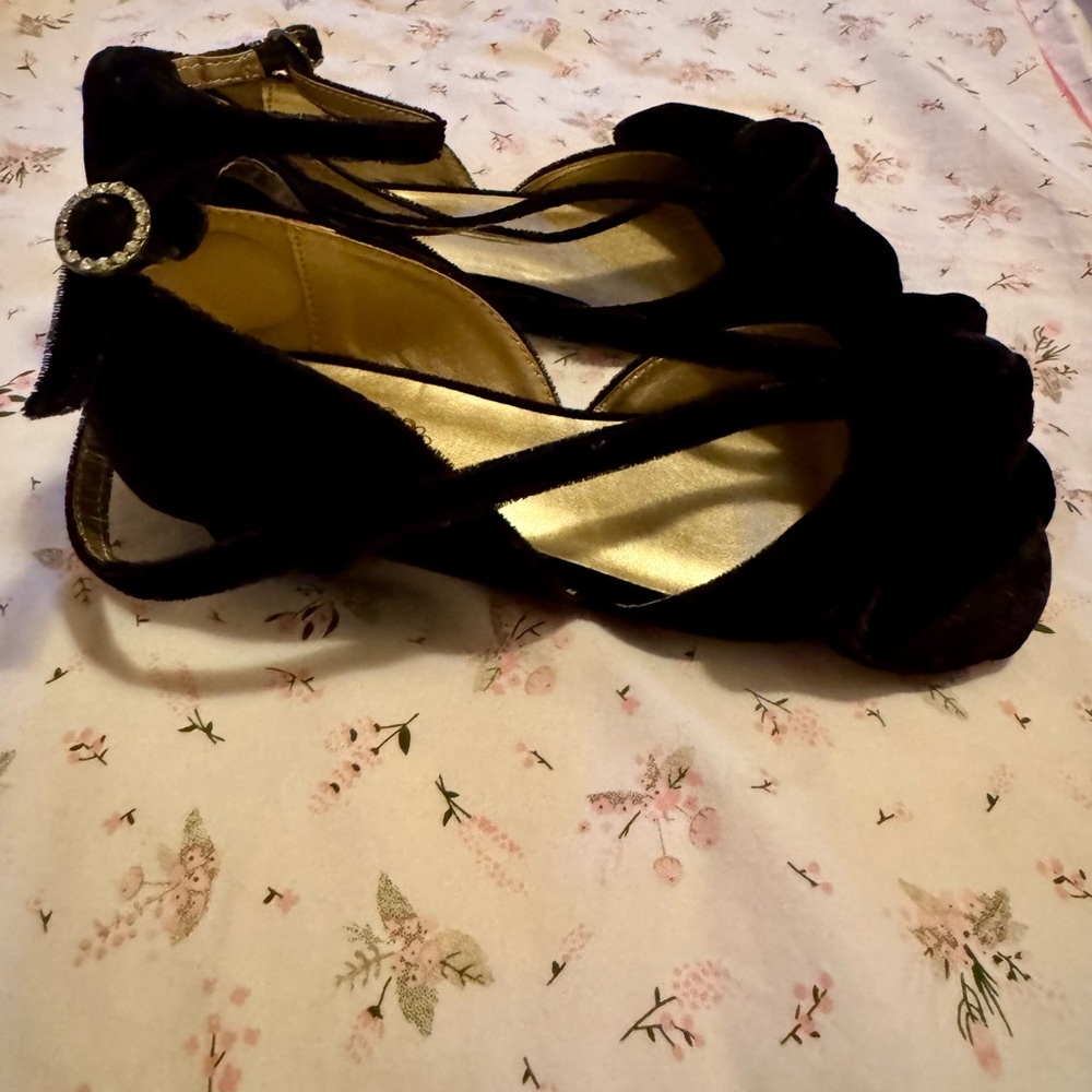 Joyfolie Elegant Black Velvet girls Shoes